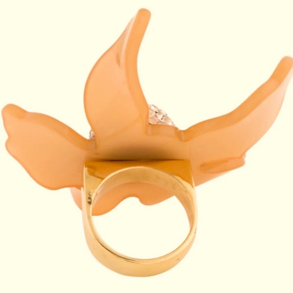 LELE SADOUGHI honey peach flower sparkly crystal center size 7 statement Ring - Picture 2 of 6